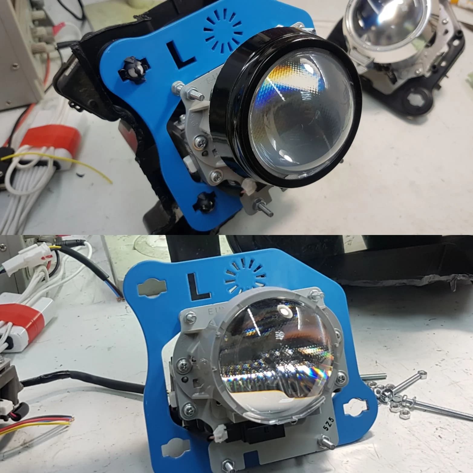 Штатный модуль фары, заменённый на Bi-Led линзу