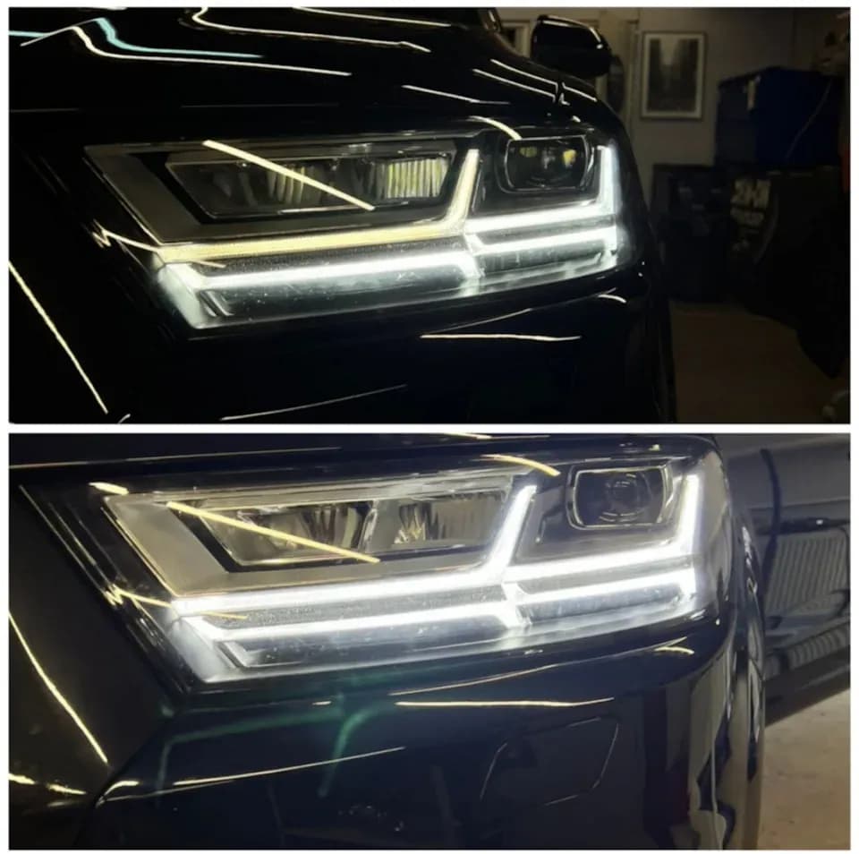 Ремонт пожелтевших ДХО Audi Q7 4M: до и после