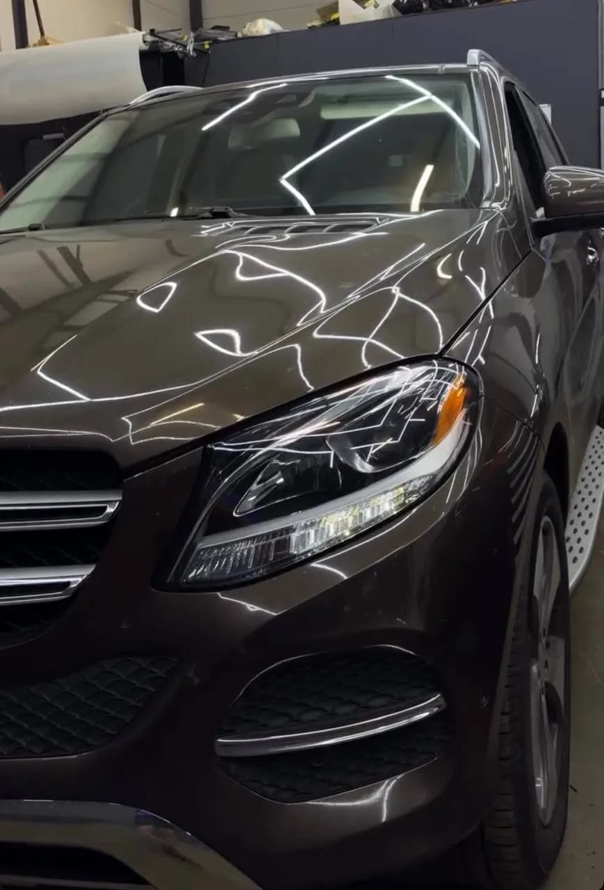 Mercedes GLE: установили bi-led модули, отполировали и оклеили фары защитной плёнкой