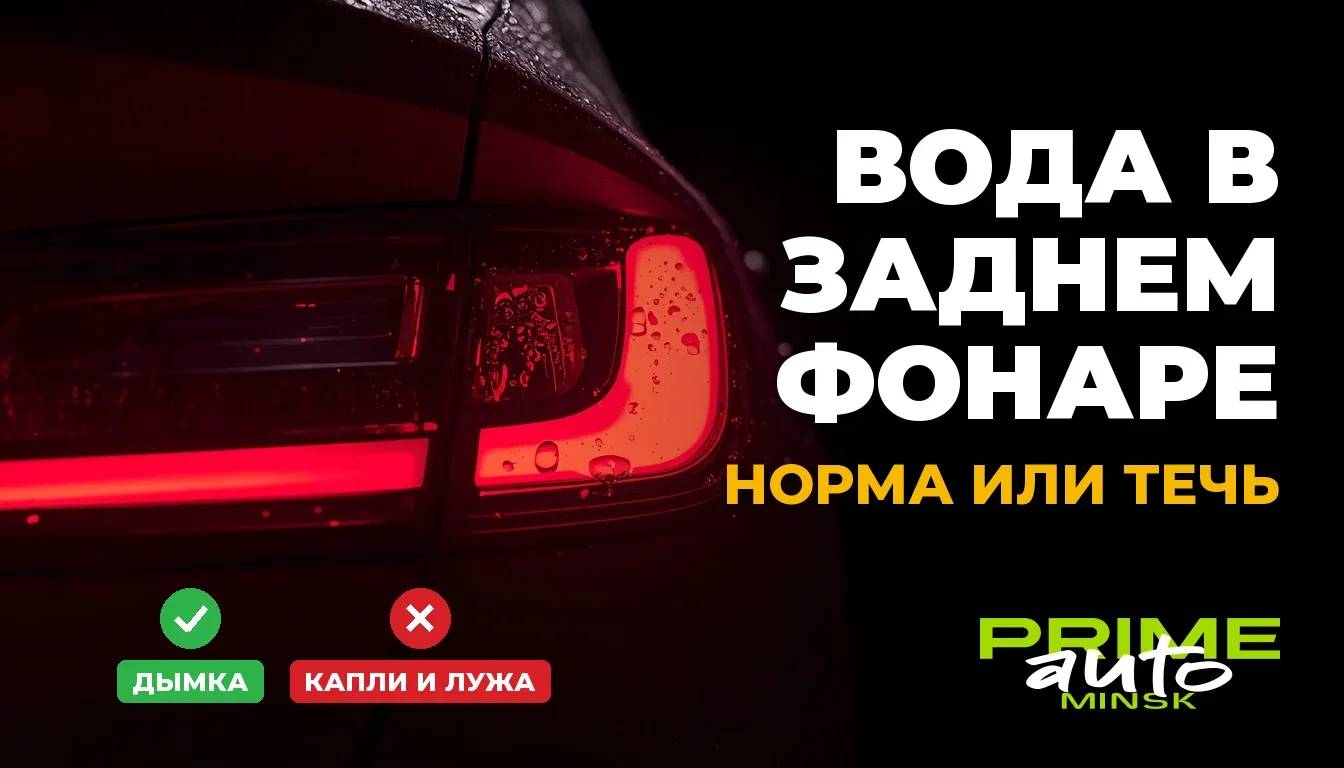 Задний светодиодный фонарь с каплями и лужицей воды внутри, ночь после дождя
